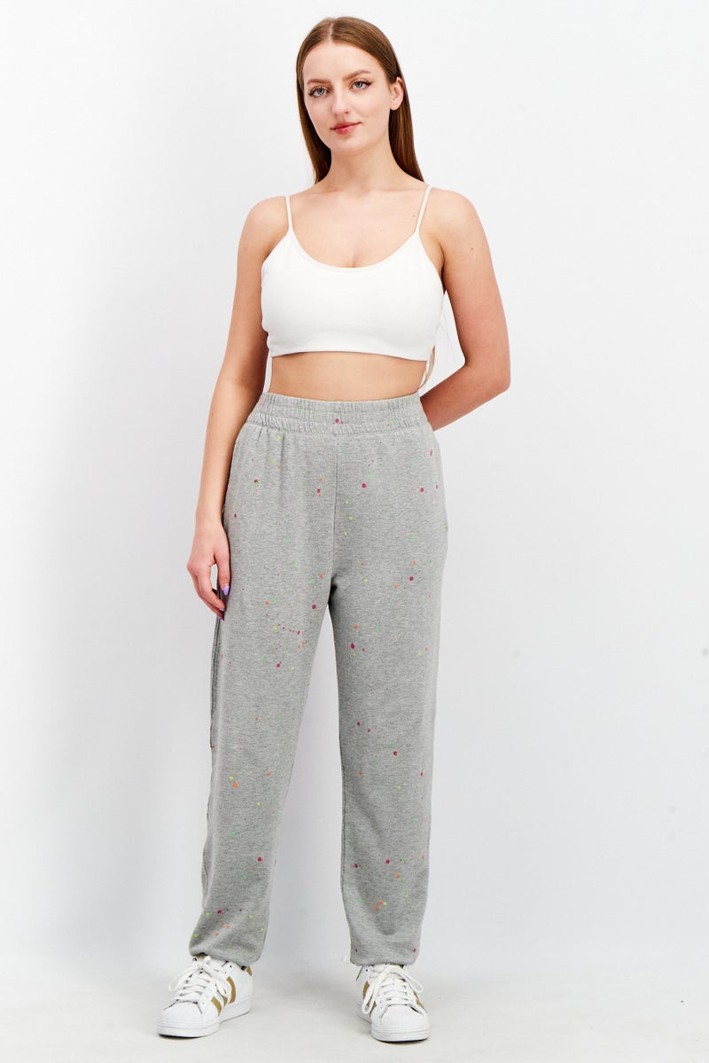 Sundry Women Regular Fit Allover Print Jogger Pants, Grey Combo - Image 2